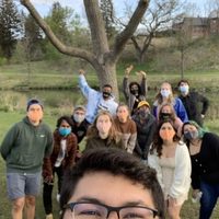 A group of college students poses together